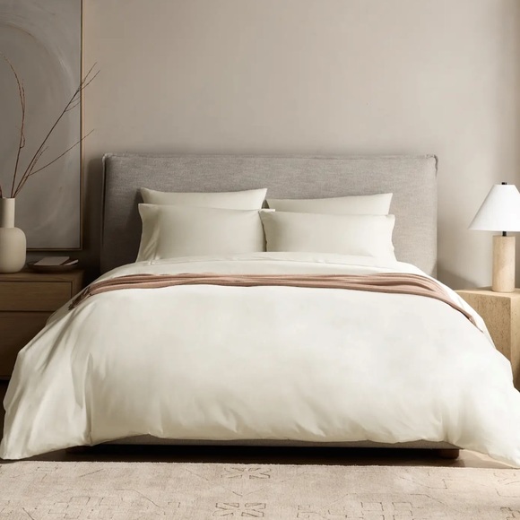 QUINCE Classic Organic Percale Duvet Cover King/Cal King Ivory 4941 - Picture 3 of 9